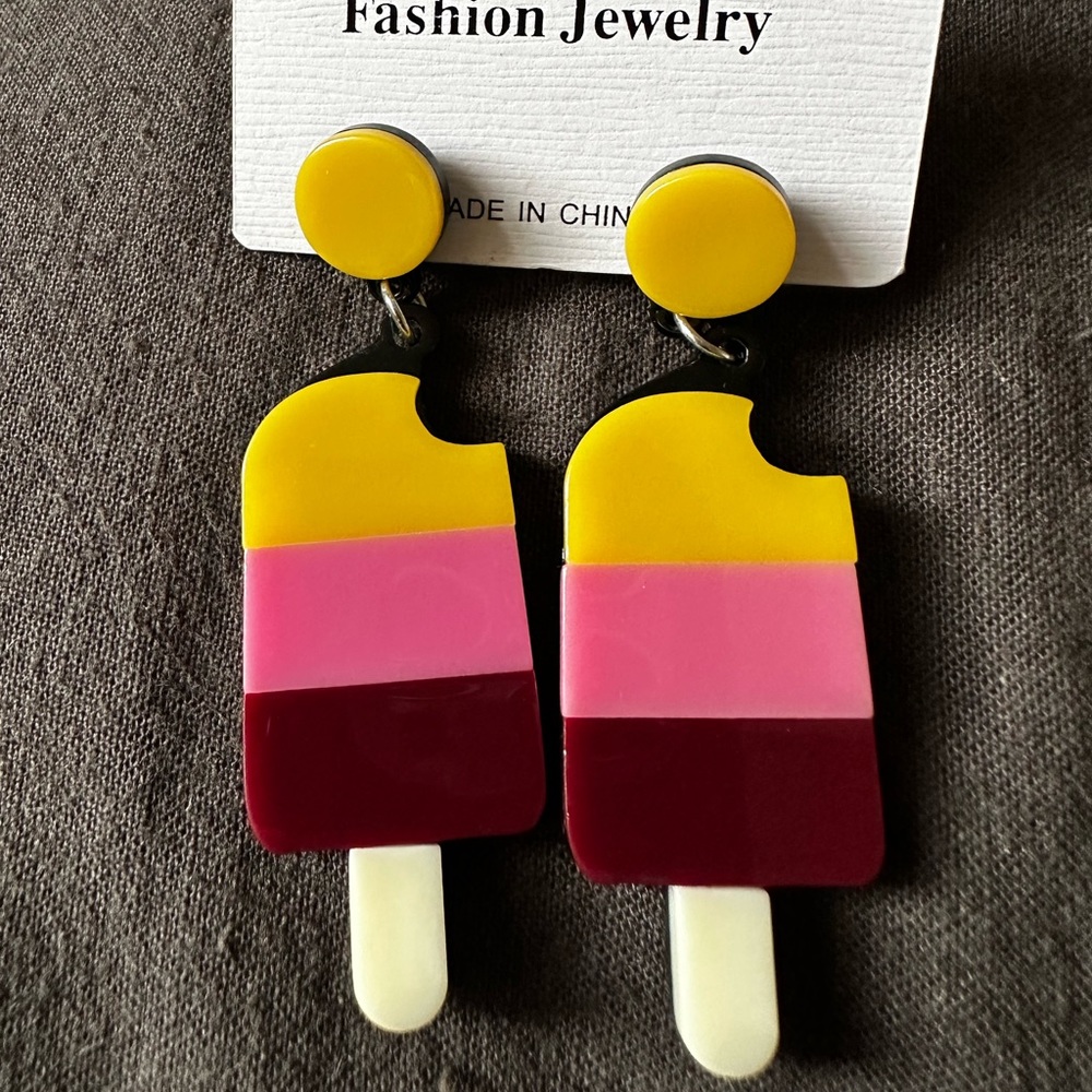 ICE CREAM BAR ACRYLIC STUD DANGLE EARRINGS